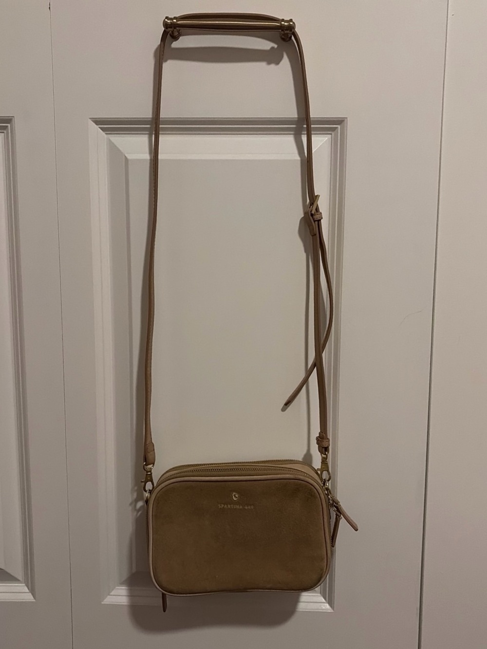 Small Suede Crossbody Bag in Tan by Spartina
